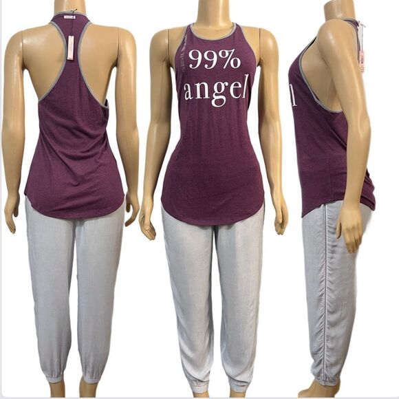Victorias Secret Supersoft Angel top & lightweight jogger pajama set purple blue - Picture 9 of 9